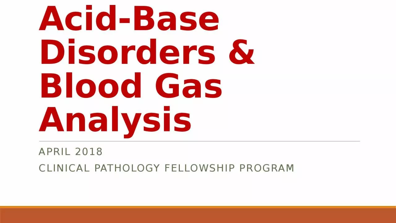 Acid-Base Disorders & Blood Gas Analysis