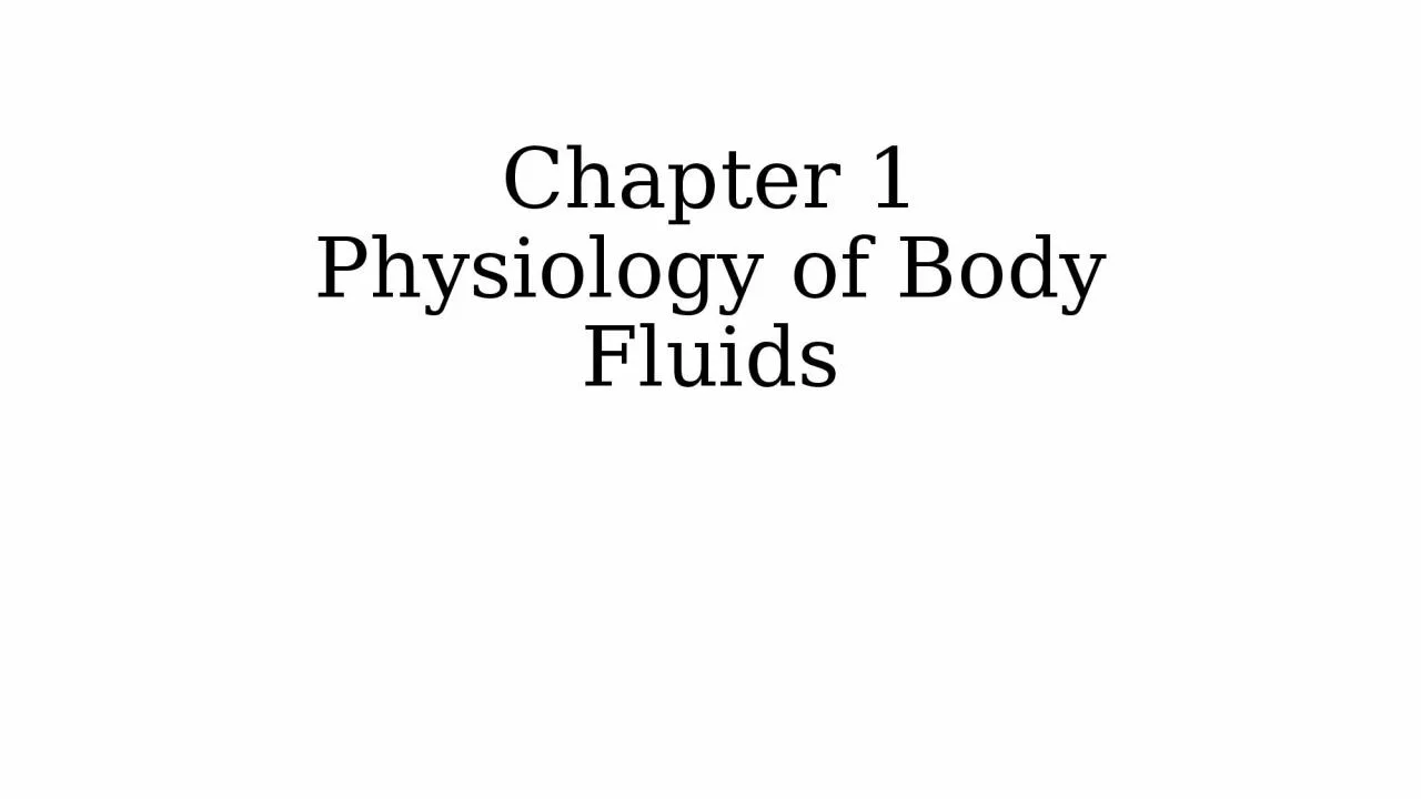 Chapter 1 Physiology of Body Fluids