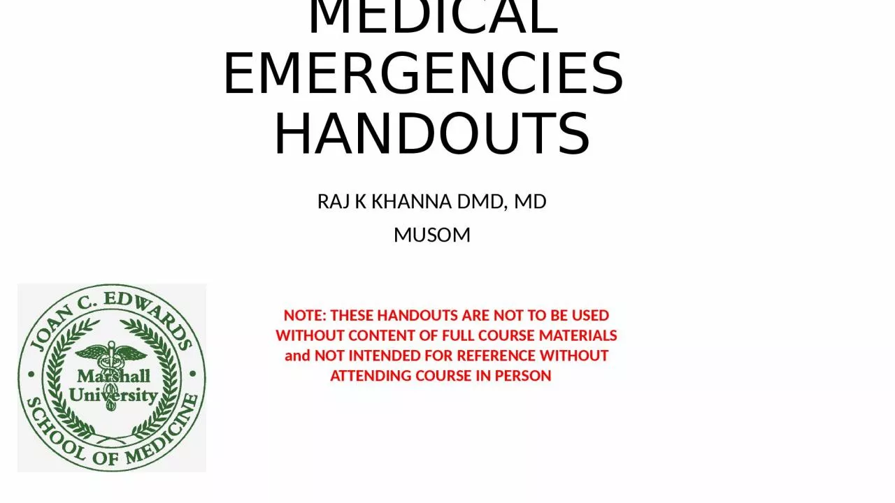 MEDICAL EMERGENCIES  HANDOUTS