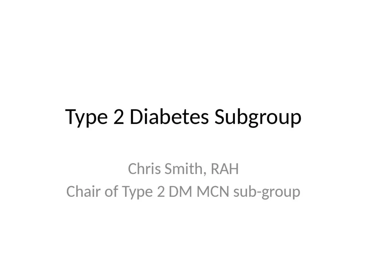 Type 2 Diabetes Subgroup