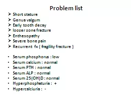 Problem list Short stature