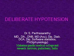 DELIBERATE HYPOTENSION Dr. S.