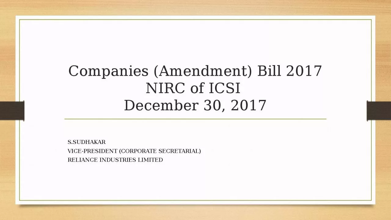 Companies (Amendment) Bill 2017
