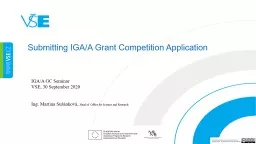 Submitting IGA/A Grant Competition Application