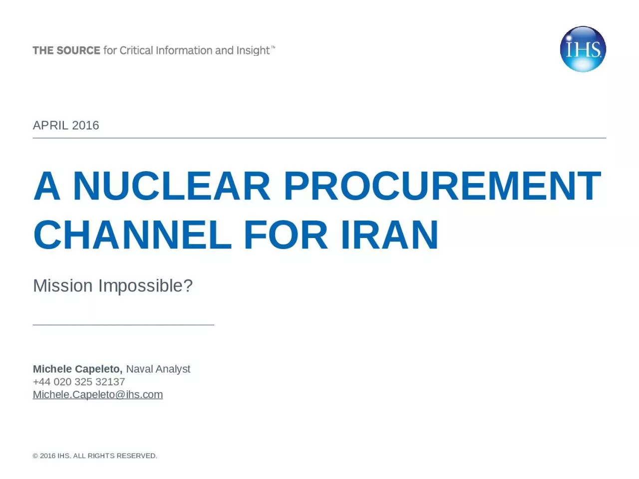 A Nuclear Procurement Channel for Iran