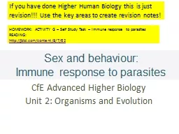 Sex and behaviour: Immune response to parasites