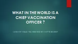 WHAT IN THE WORLD IS A CHIEF VACCINATION OFFICER ?