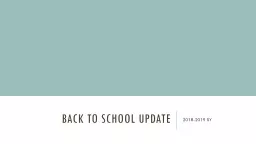 Back to School Update 2018-2019 SY