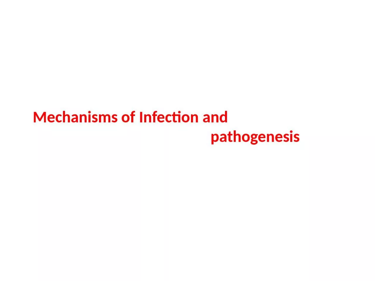 Mechanisms  of  Infection and