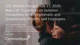 New CDC Guidelines on Isolation Precautions for Asymptomatic and Symptomatic Patients and Employees