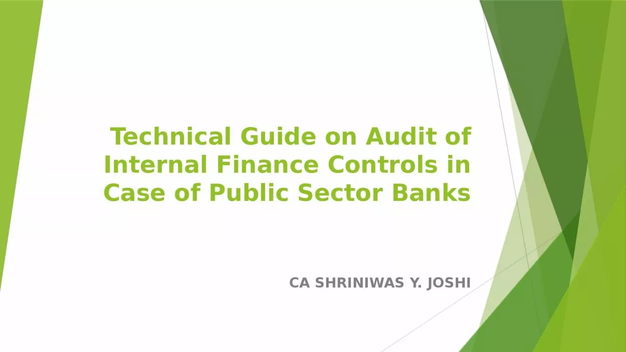 Technical Guide on Audit of Internal Finance Controls in Case of Public Sector Banks