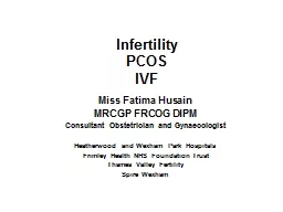 Infertility PCOS IVF Miss Fatima Husain