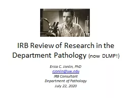 IRB Review of Research in the Department Pathology