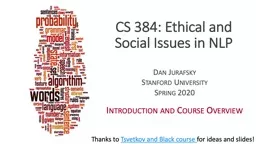 CS 384: Ethical and Social Issues in NLP