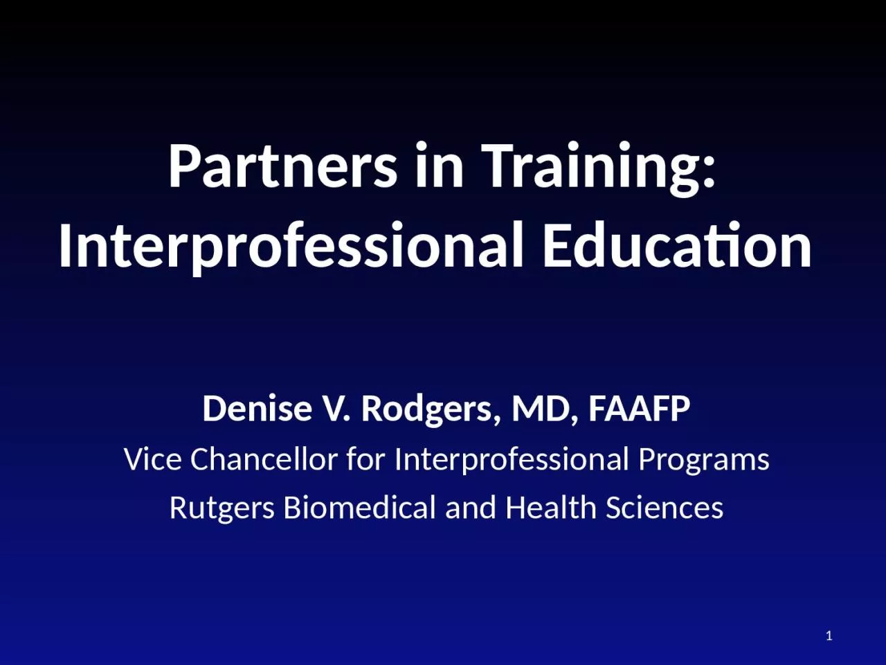 Partners in Training: Interprofessional Education