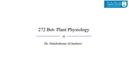 272 Bot- Plant Physiology