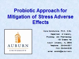 Probiotic Approach for Mitigation of Stress Adverse Effects