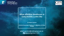 What effective Healthcare in Care Homes Looks like
