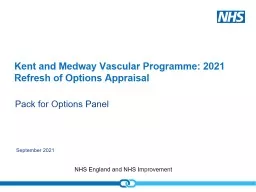 Kent and Medway Vascular Programme: 2021 Refresh of Options Appraisal