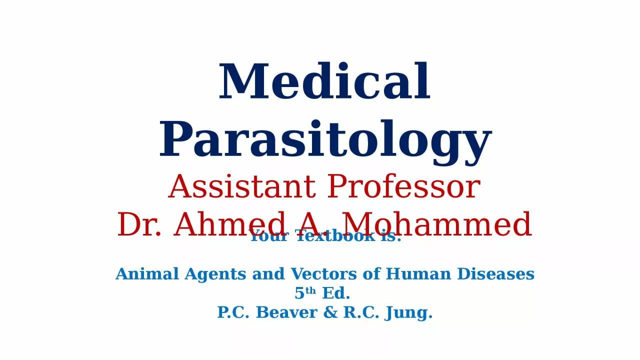 PPT-Your Textbook is: Animal Agents and Vectors of Human Diseases