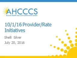 10/1/16 Provider/Rate Initiatives