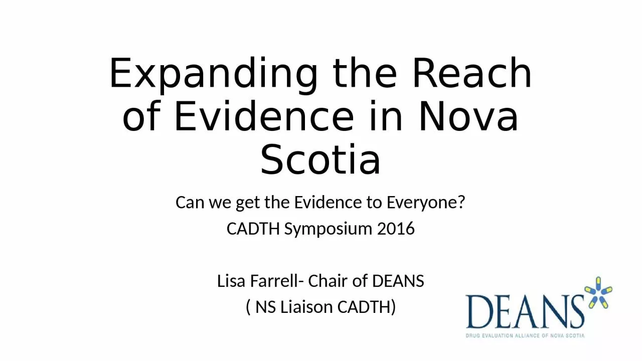Expanding the Reach of Evidence in Nova Scotia