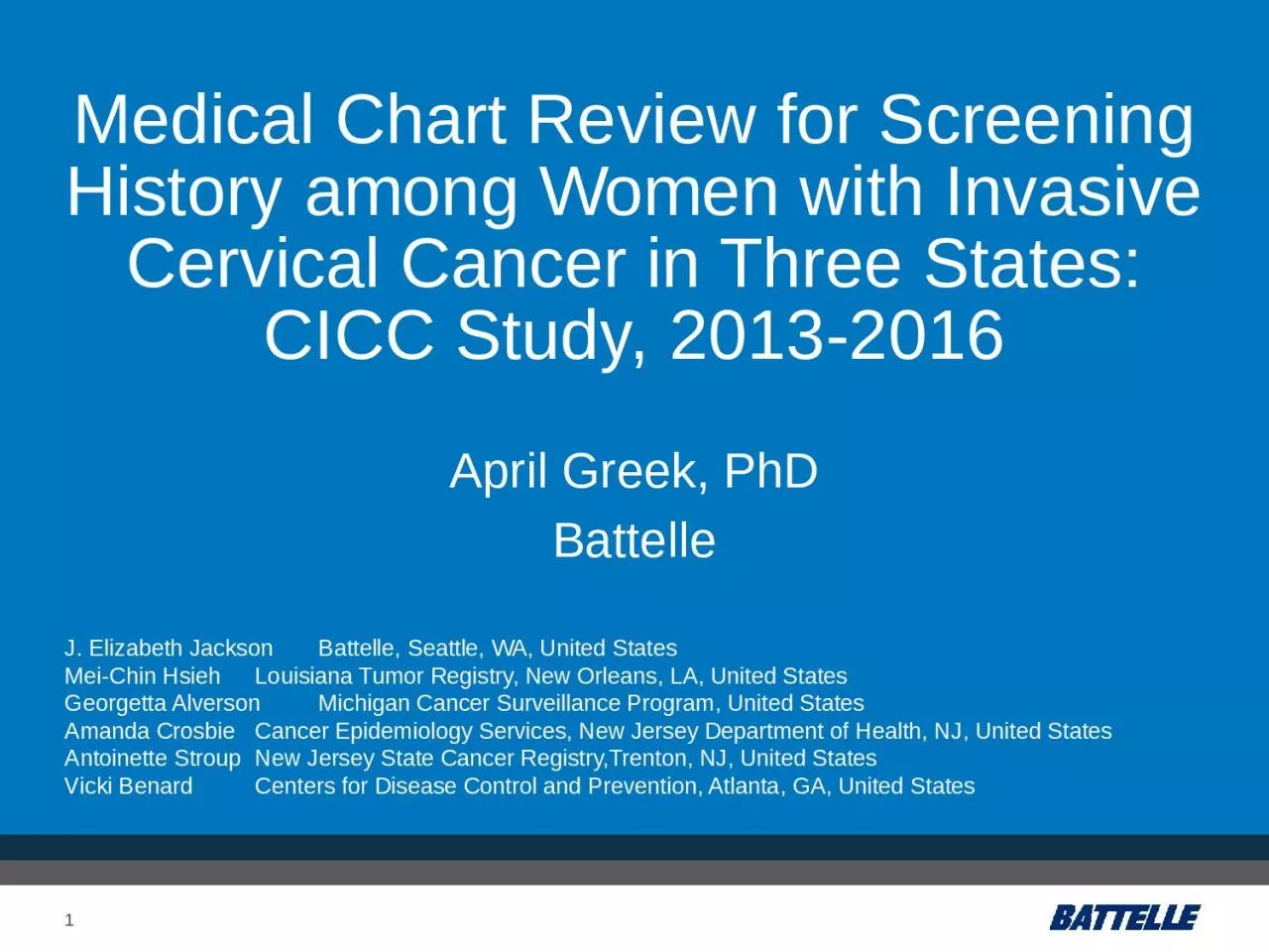 Medical Chart Review for Screening History among Women with Invasive Cervical Cancer in
