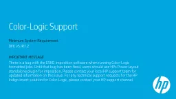 Color-Logic Support Minimum System Requirement