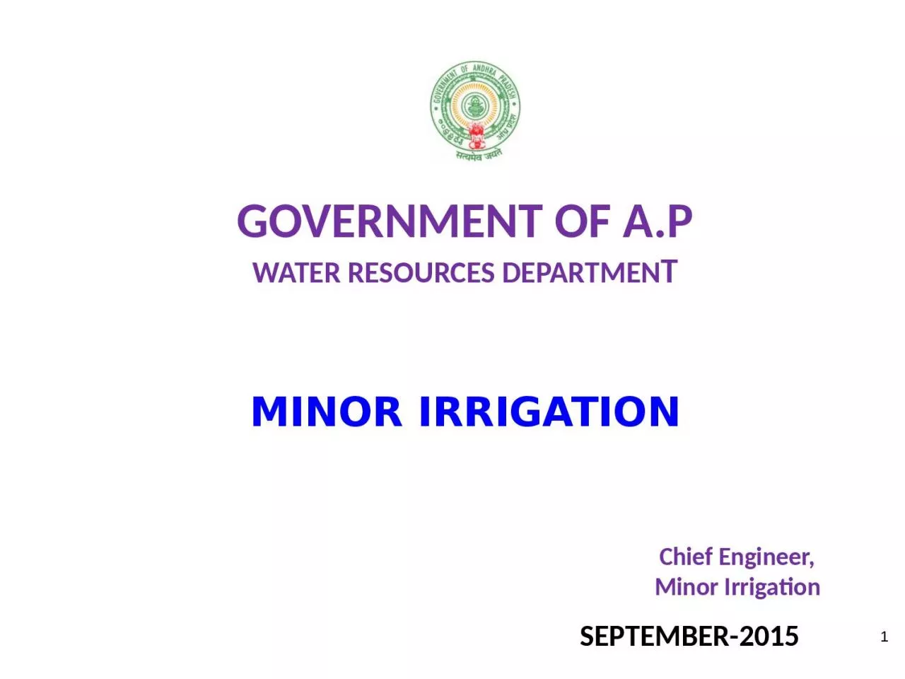 GOVERNMENT OF A.P WATER RESOURCES DEPARTMEN