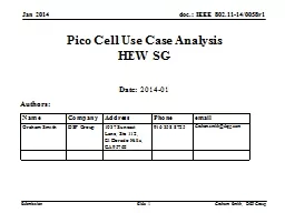 Jan 2014 Pico Cell Use Case Analysis