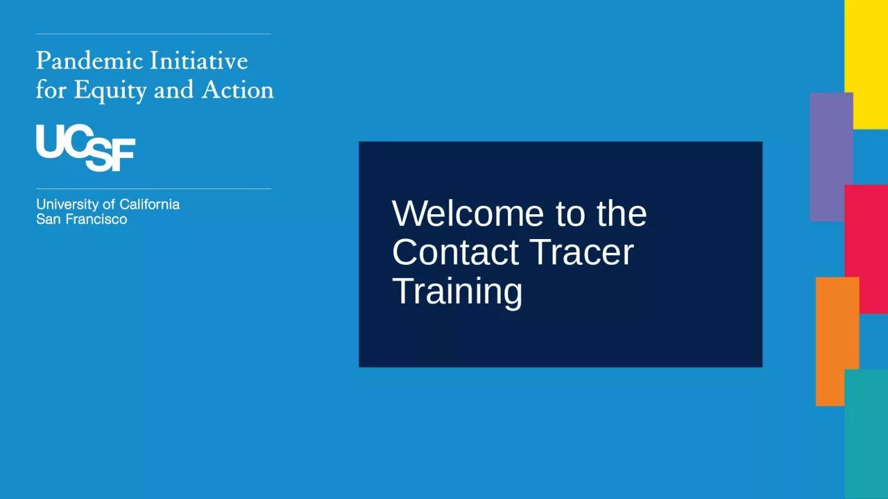 Welcome to the  Contact Tracer Training