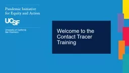 Welcome to the  Contact Tracer Training