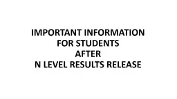 IMPORTANT INFORMATION  FOR STUDENTS