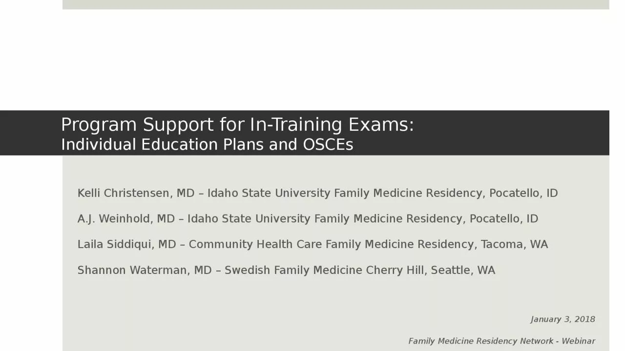 Program Support for In-Training Exams: