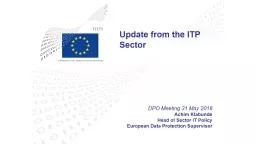 Update from the ITP Sector