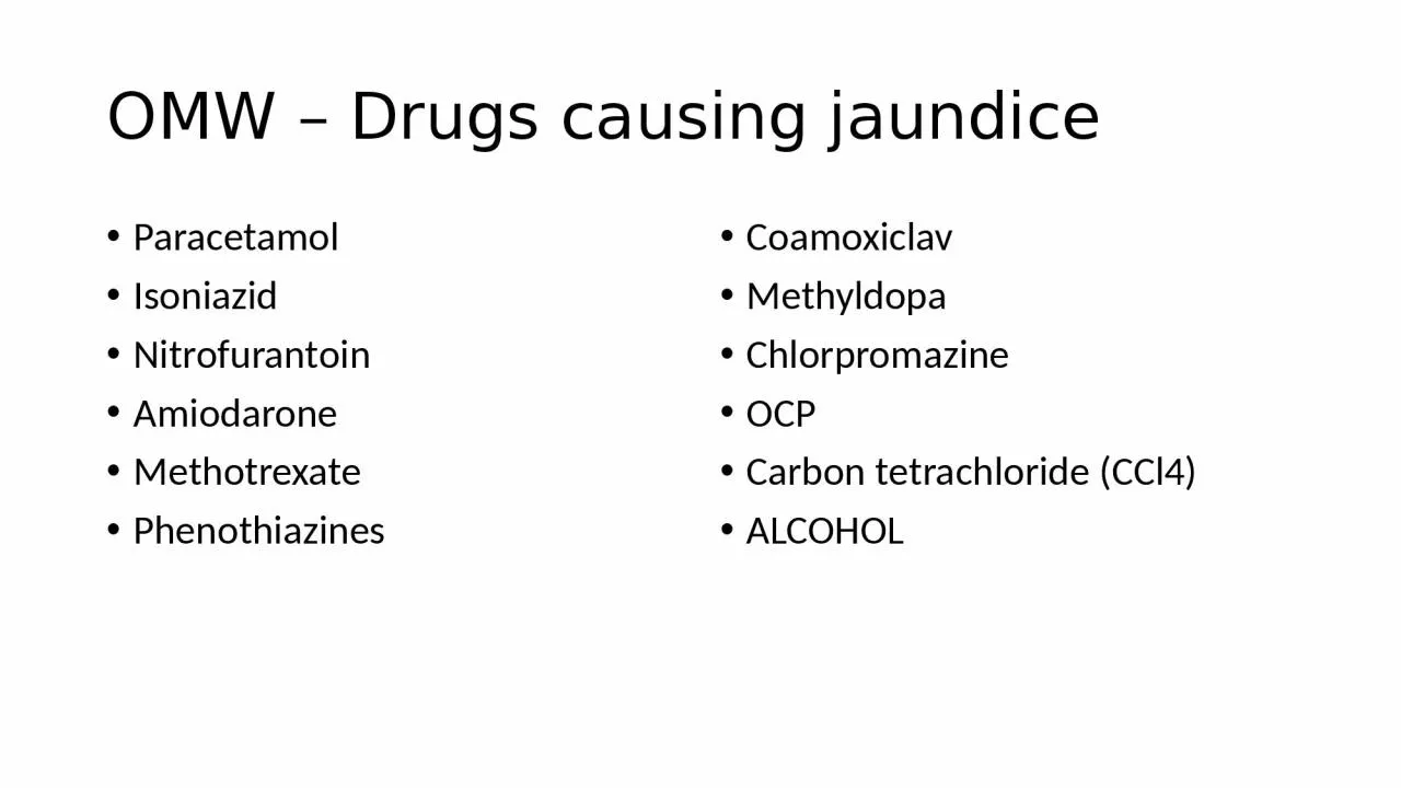 OMW – Drugs causing jaundice