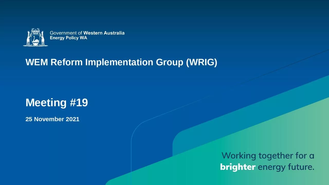 WEM Reform Implementation Group (WRIG)