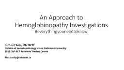 An Approach to Hemoglobinopathy Investigations