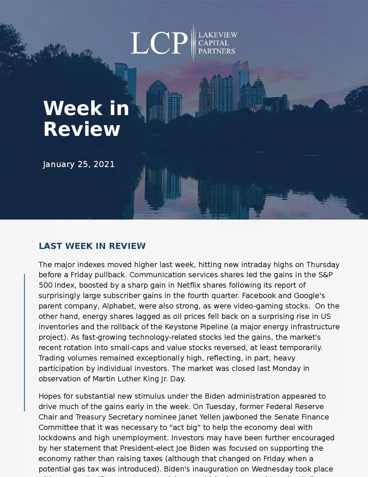 Week in Review January 25, 2021