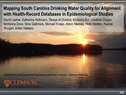 Mapping South Carolina Drinking Water Quality for Alignment with Health-Record Databases in Epidemi
