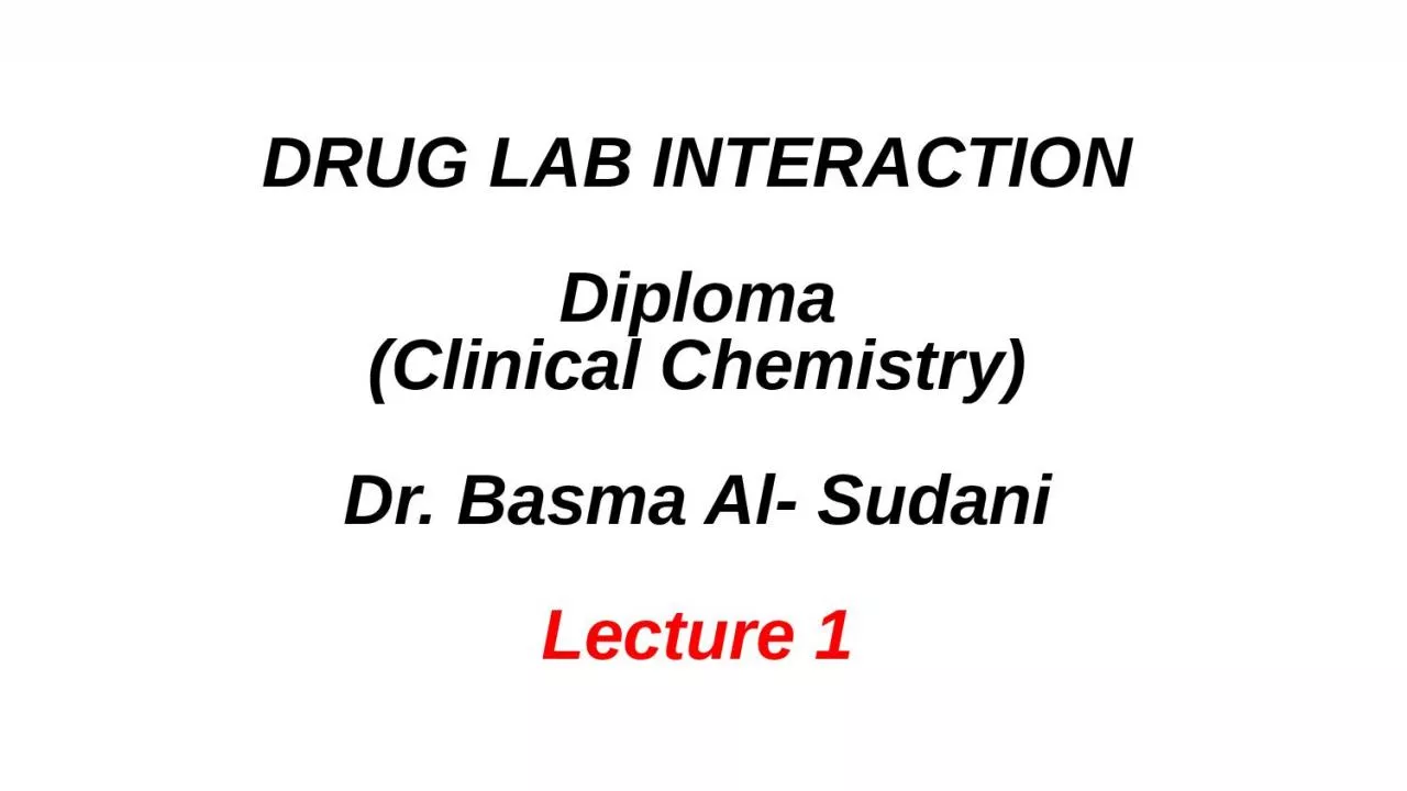DRUG LAB INTERACTION Diploma