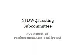 NJ DWQI Testing  Subcommittee