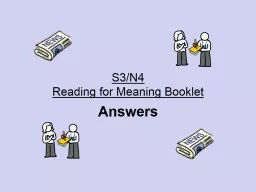 S3/N4  Reading  for Meaning Booklet