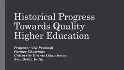 Historical Progress Towards Quality Higher Education