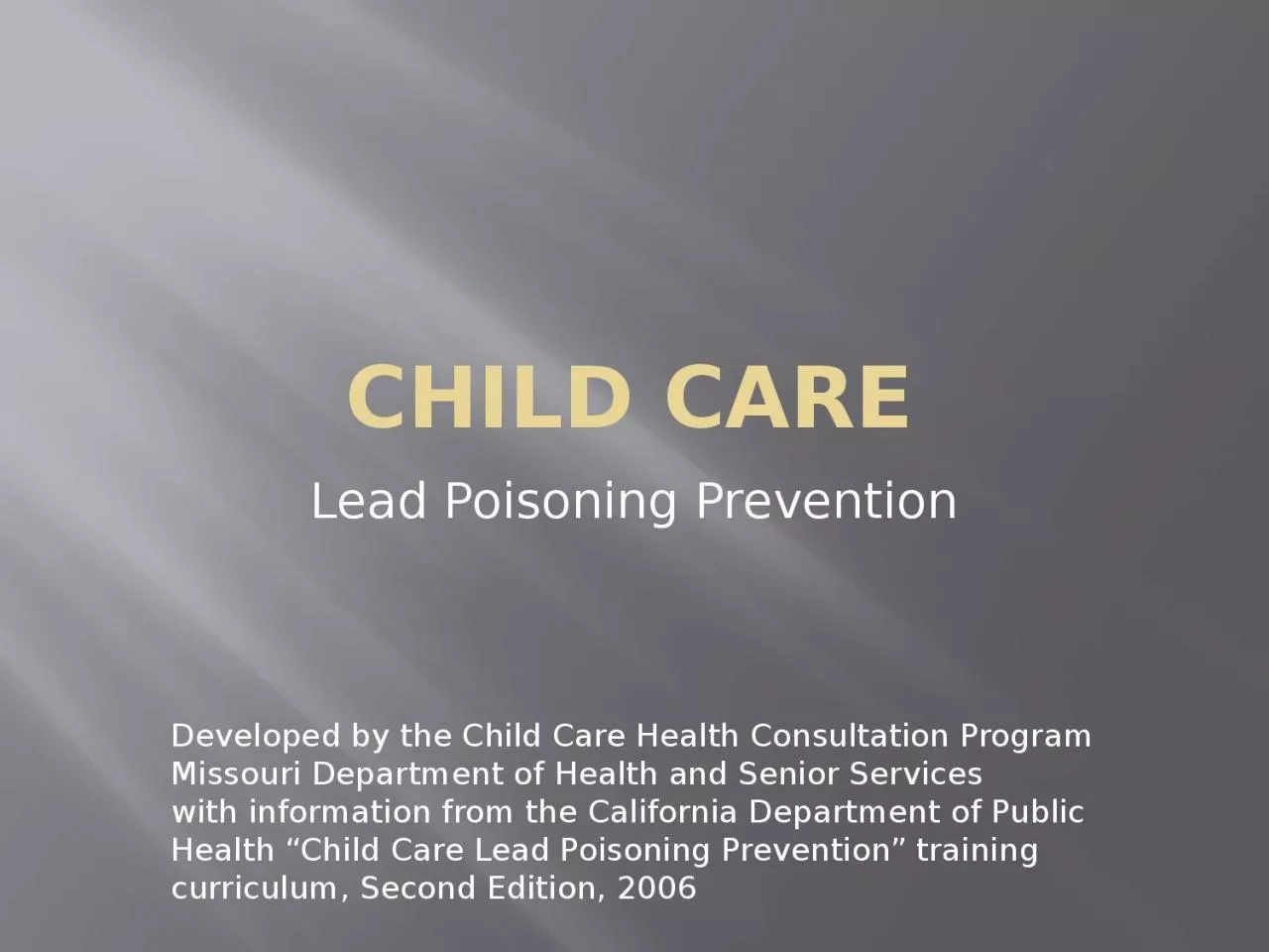 Child Care Lead Poisoning Prevention
