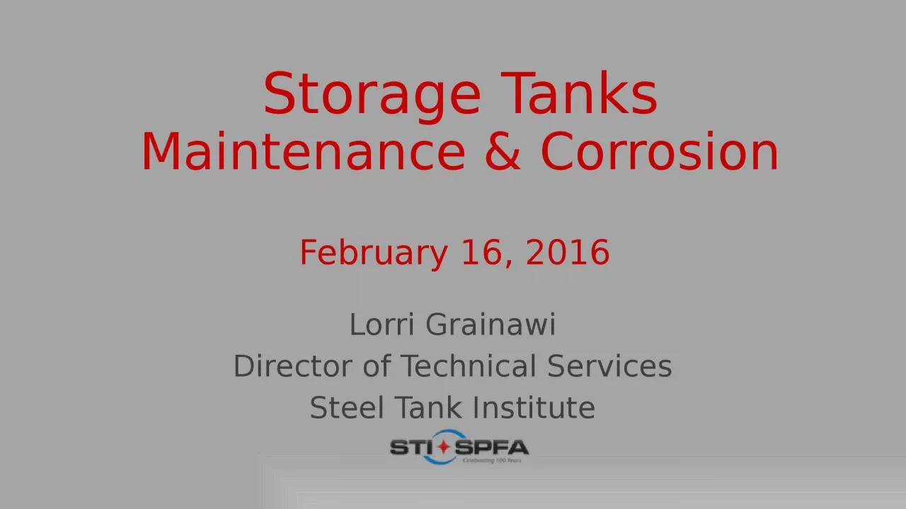 Storage Tanks Maintenance & Corrosion