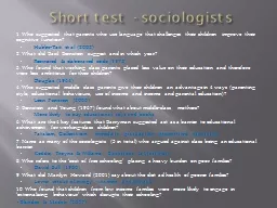 Short test  - sociologists