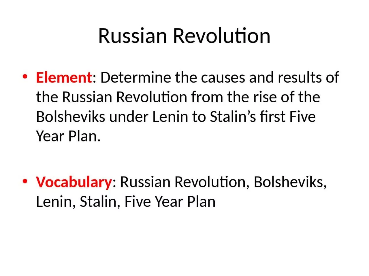Russian Revolution Element