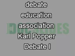 international debate education association Karl Popper Debate I