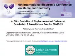 In Silico  Prediction of Biopharmaceutical Features of Remdesivir: A Serendipitous Drug for COVID-1